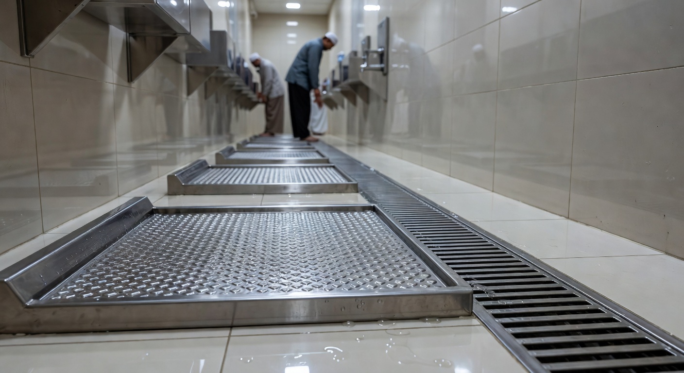 Lantai Wudhu Sering Becek? Ini Solusi Landasan Tempat Wudhu Stainless dan Grill Gutter yang Lebih Aman, Rapi, dan Tahan Lama