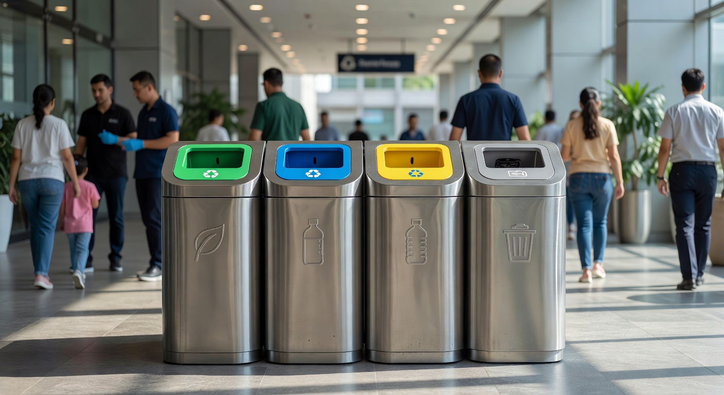 Tempat Sampah Stainless 4 in 1 untuk Area Publik: Strategi Pemilahan yang Mempercepat Kebersihan, Mengurangi Kontaminasi, dan Menjaga Citra Fasilitas